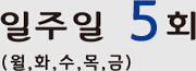 일주일 5회(월,화,수,목,금)